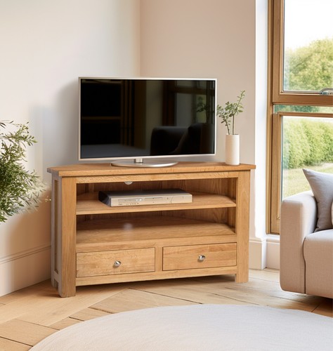 Corner stand oak media - tv,