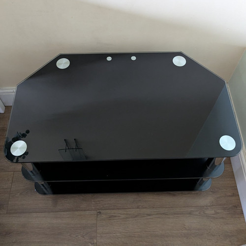 Black glass stand with - black,